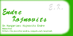 endre kojnovits business card